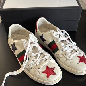 Gucci Ace Star Embroidered Leather Sneakers (Women’s EU 38 / US 7.5